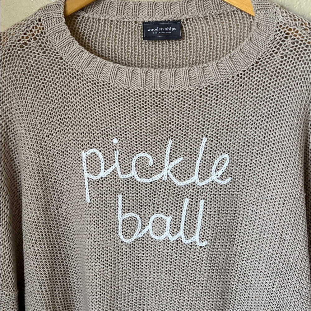 Wooden ships beige pickleball knit sweater - Picture 3 of 8